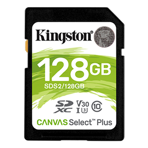 KINGSTON SECURE DIGITAL 128 GB CANVAS SELECT PLUS (SDS2/128GB) CLASS10 UHS-I