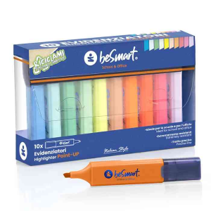 BE SMART BLISTER 10 EVIDENZIATORI PASTEL+FLUO POINT UP COLORI ASSORTITI (01020027)