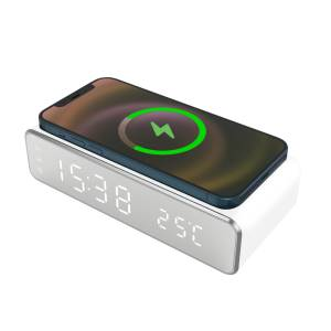 TECHMADE SVEGLIA CON RICARICA WIRELESS SMARTPHONE 15W BIANCA